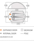 Vango Blade 200 Trekking Tent - 2 Man Tent - Measurements