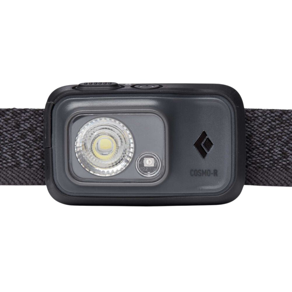 Black Diamond Cosmo 350 Lumen Rechargeable Head Torch (Graphite) front view
