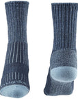 Bridgedale Women's Hike Midweight Merino Comfort Boot Socks (Blue) front and back