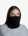 Buff Midweight Merino Wool Neckwarmer/Facecover (Solid Black)