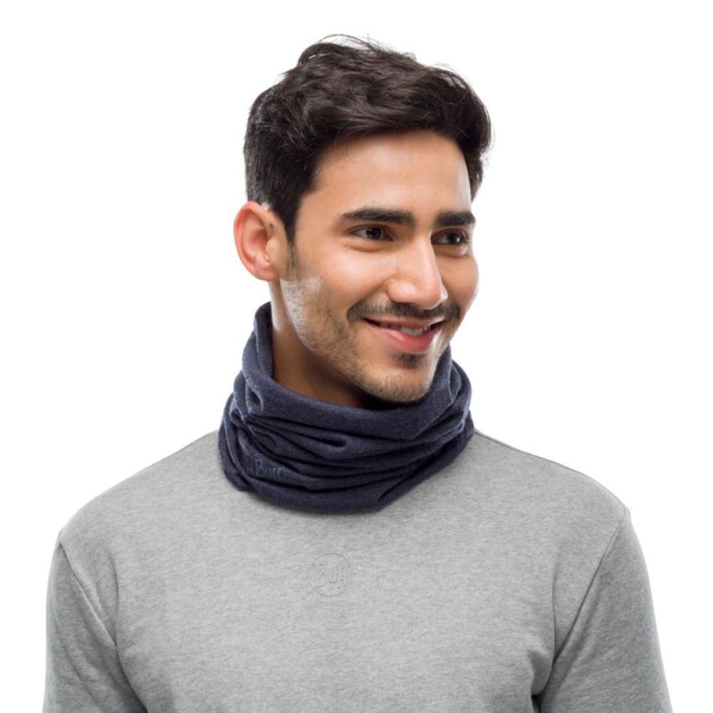 Buff Midweight Merino Wool Neckwarmer/Facecover ( Melange - Night Blue)