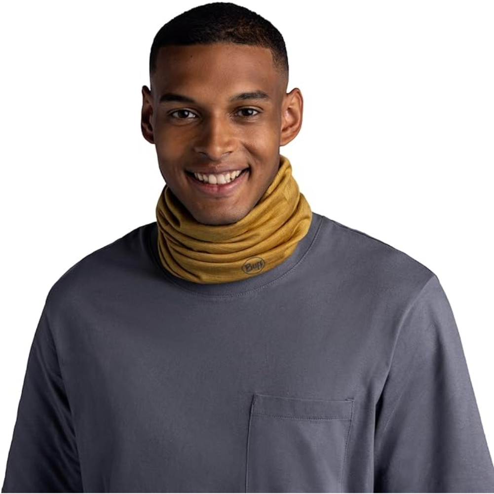 Buff Merino Lightweight Neckwear Multistripes (Maize) male model