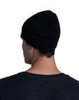 Buff Merino Midweight Beanie Hat (Solid Black) back head