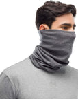 Buff Midweight Merino Wool Neckwarmer/Facecover (Light Grey Melange) model right