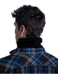 Buff Midweight Merino Wool Neckwarmer/Facecover (Solid Black) back model