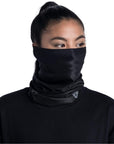Buff ThermoNet Neckwarmer Face Cover (Solid Black) woman covered