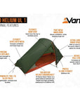 Force Ten (F10) Helium 1 UL Lightweight Tent - 1 Man Trekking Tent info layout