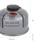 GoSystem Powersource Butane Propane Threaded Mix 100g Gas Cartridge measurements