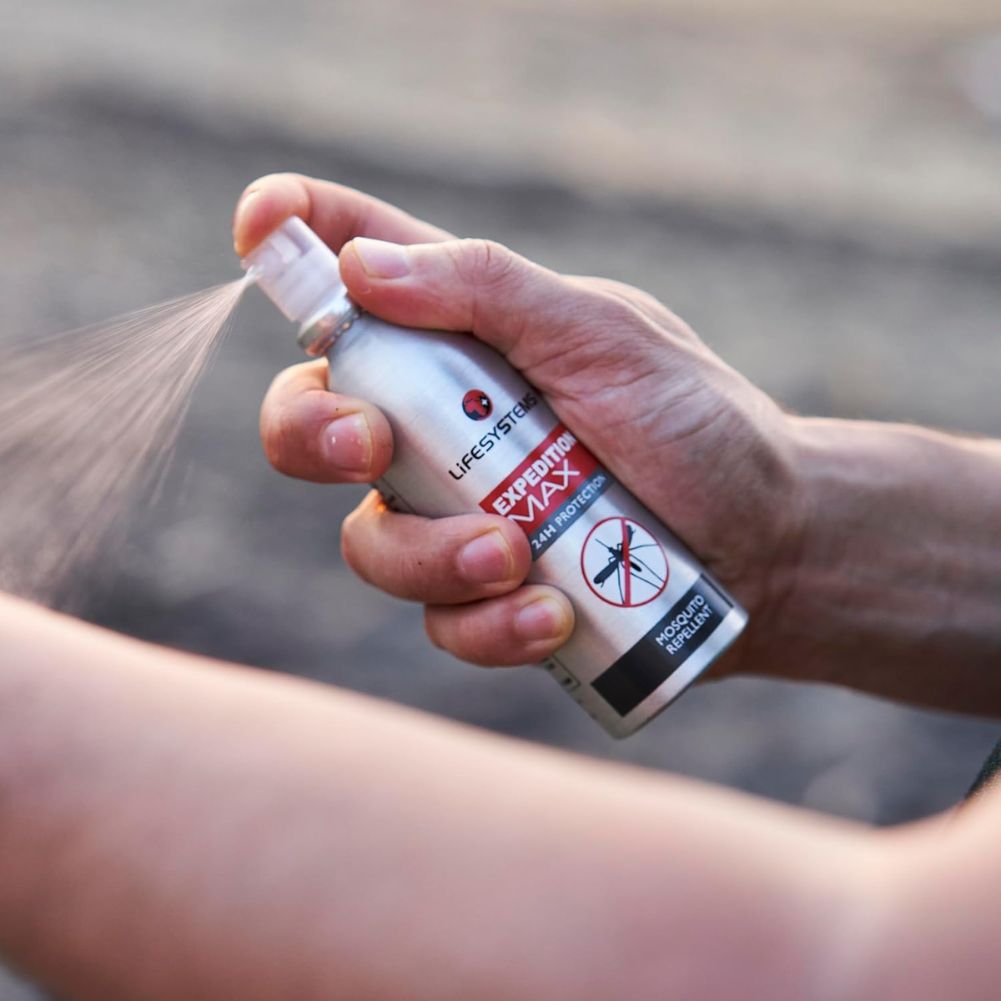 Lifesystems Expedition MAX DEET Mosquito Repellent (100ml) spraying