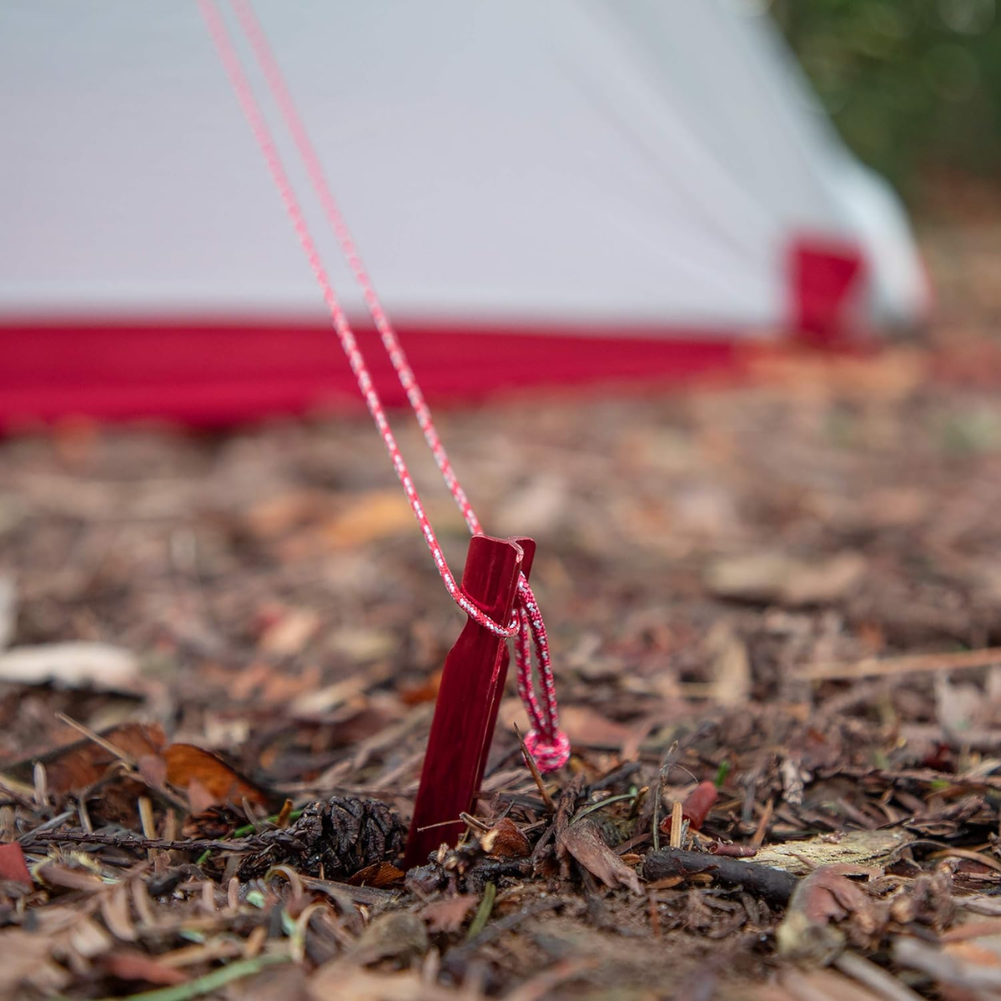 MSR  Mini-Groundhog Tent Stakes/Pegs (Pack of 6) - 15cm being used