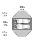 MSR Elixir 2 Tent - 2 Man Trekking/Backpacking Tent - Measurements