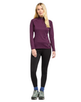 Montane Women's Dart Zip Neck Long Sleeve T-Shirt (Saskatoon Berry) model