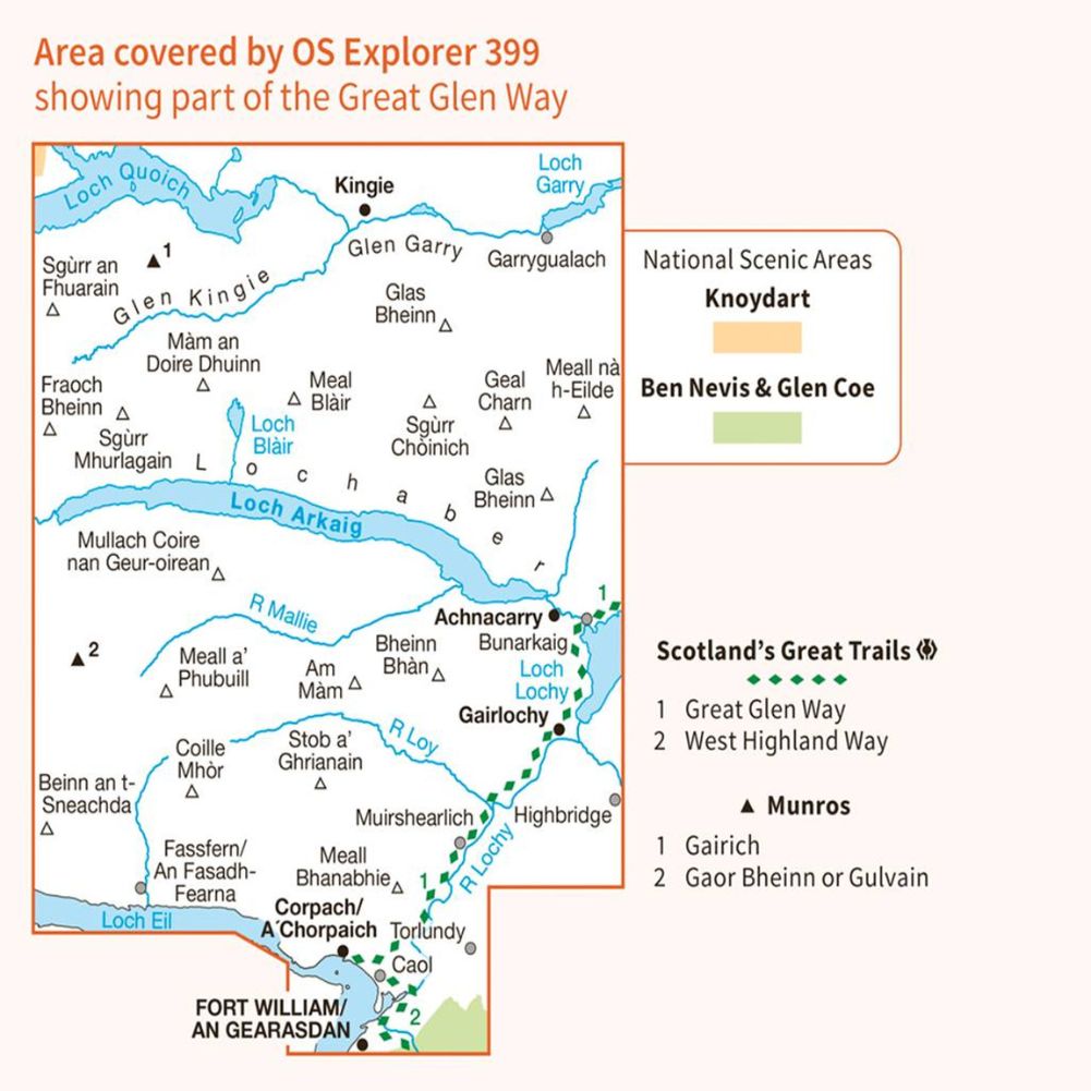Ordnance Survey Explorer Map 399 Loch Arkaig