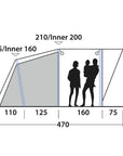 Outwell Lindale 5PA Air Tent (2022) family measurements