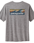 Patagonia Men's Capilene Cool Daily Graphic Shirt - Waters (Boardshort Logo Abalone Blue: Feather Grey) back