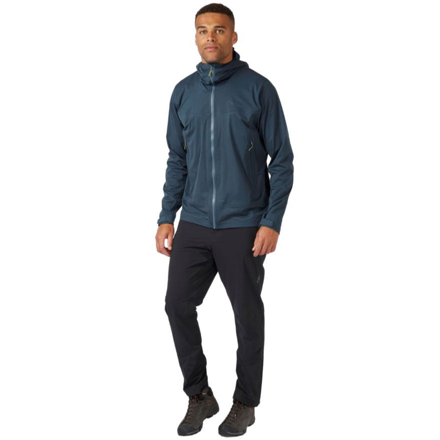 Rab Men’s Kinetic 2.0 Waterproof Jacket (Blue Night) full body model
