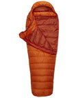 Rab Ascent 300 Down Sleeping Bag - Left Zip (Atomic Orange) flap open