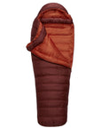 Rab Ascent 900 Down Sleeping Bag - Regular (Oxblood Red) open