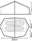 Terra Nova Laser Compact 2 Tent - 2 Man Lightweight Tent measurements