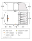 Vango Amalfi / Applewood / Hudson 500XL Tent Footprint - 600cm x 320cm measurements