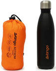 Vango Aotrom Short 5cm Sleeping Mat (Orange) next to bottle