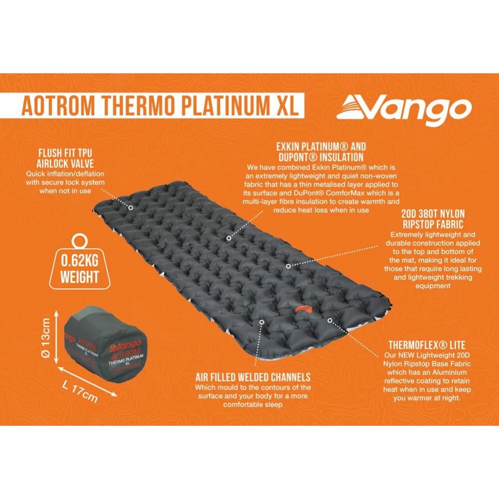 Vango Aotrom Thermo Platinum XL Sleeping Mat
 info