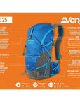 Vango Apex 25 Rucksack (Crystal Blue) info
