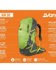 Vango Apex Air 30 Rucksack (Peridot Green) info