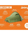 Vango Apex Compact 200 Tent - 2 Man Lightweight Tent (Forest Green) more info