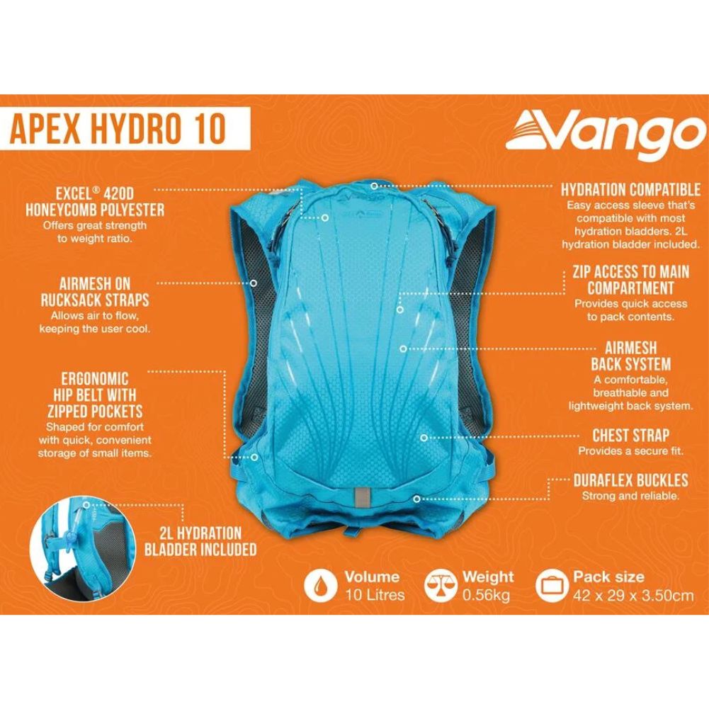 Vango Apex Hydro 10L Rucksack (Atom Blue) info