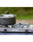 Vango Blaze Double Burner Camping Gas Cooker little pot