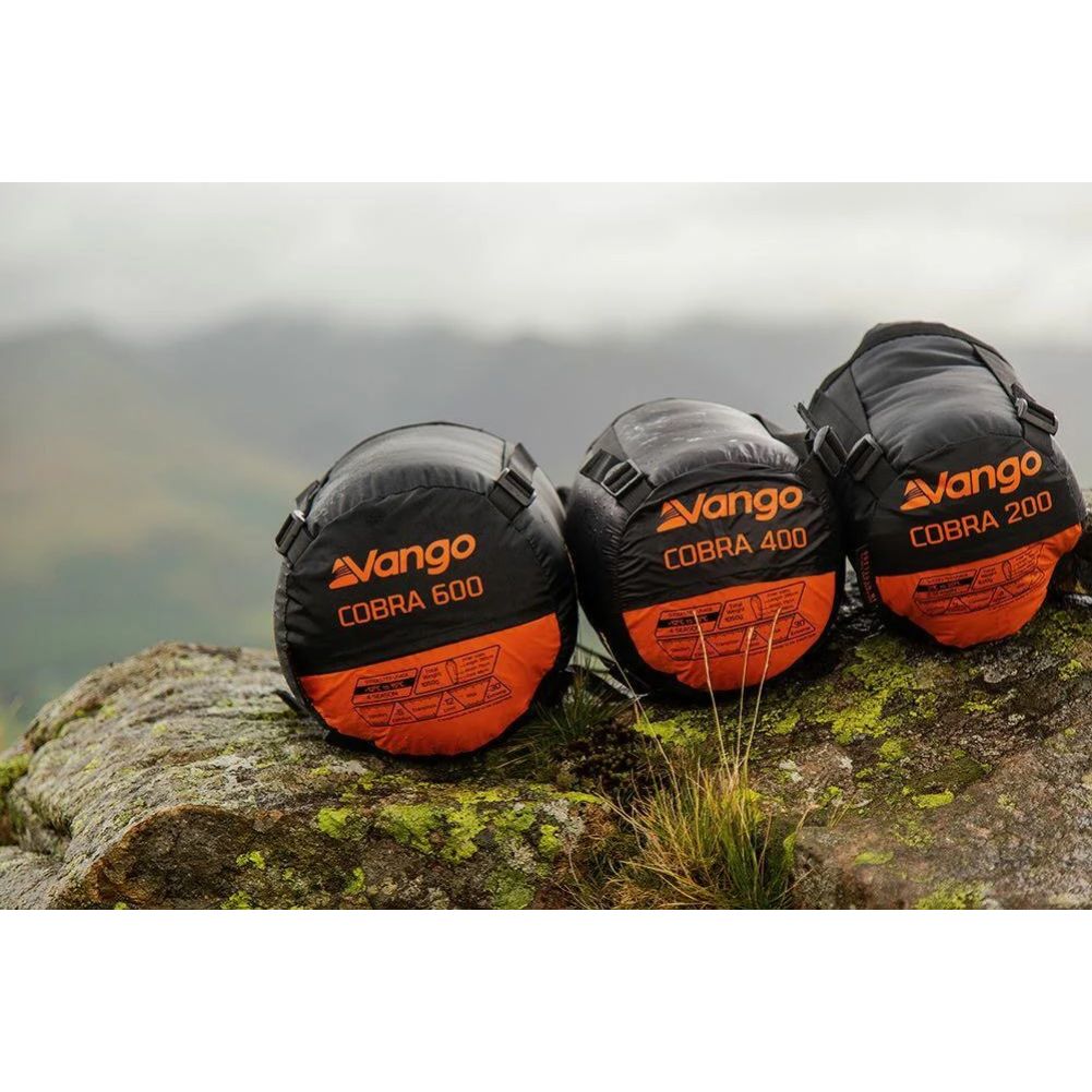 Vango Cobra 600 Down Filled Sleeping Bag (Anthracite) on the hill