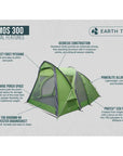 Vango Cosmos 300 Tent - 3-Man Tent (Pamir Green) info