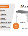 Vango Granite Duo 60 Foldable Camping Table info