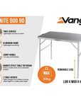 Vango Granite Duo 90 Foldable Camping Table info