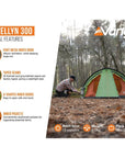 Vango Helvellyn 300 Trekking Tent - 3 Man Semi-Geodesic Tent (Pamir Green) more info