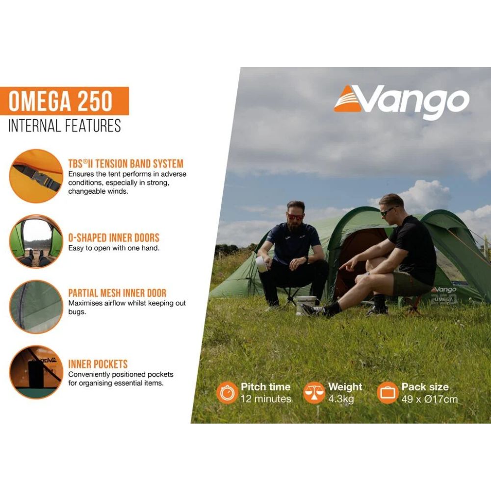 Vango Omega 250 Eco Tent - 2 Man Tunnel Tent more info