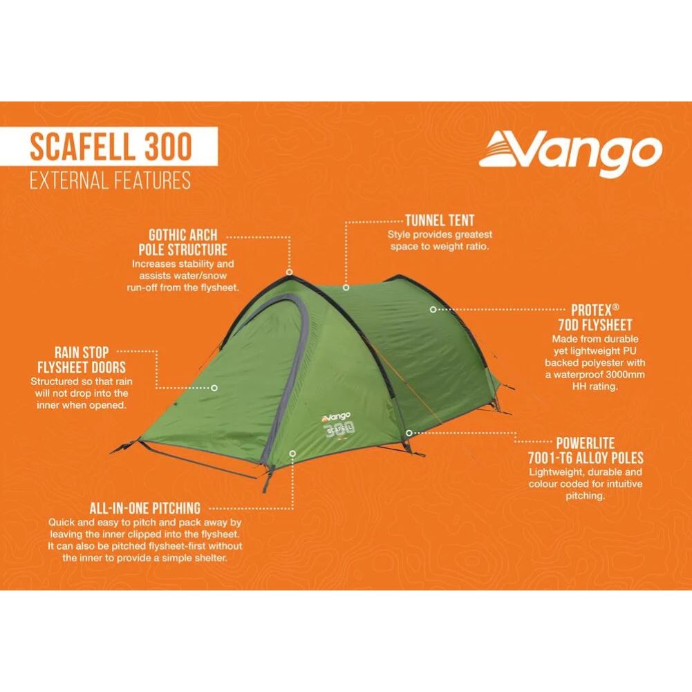 Vango Scafell 300 Tent - 3 Man Trekking Tent info
