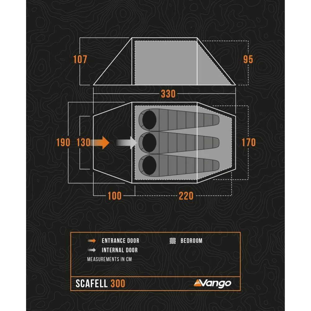 Vango Scafell 300 Tent - 3 Man Trekking Tent diagram