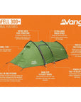 Vango Scafell 300+ (Plus) Tent - 3 Man Trekking Tent (2025) info