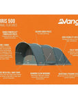 Vango Harris 500 Tent - 5 Person Family Poled Tent - External Features