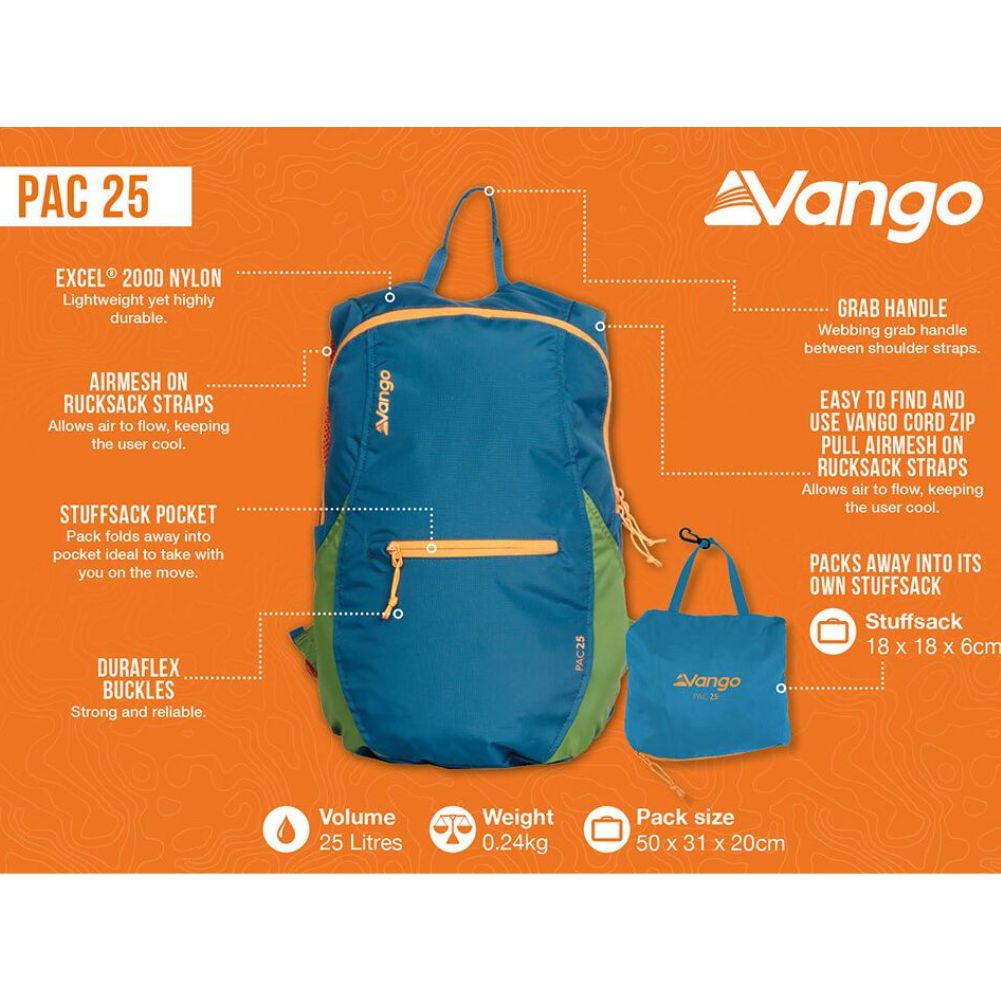 Vango Pac 25L Rucksack (Blue CLR) info