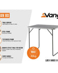 Vango Rowan 80 Foldable Camping Table info