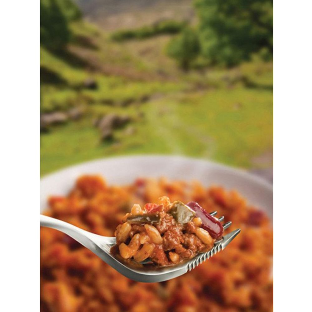 Wayfayrer Chilli Con Carne & Rice - Outdoor Camping Ready to Eat Meal Pouch fork food