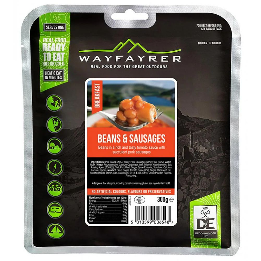 Wayfayrer Beans & Sausage - Outdoor Camping Ready to Eat Meal Pouch