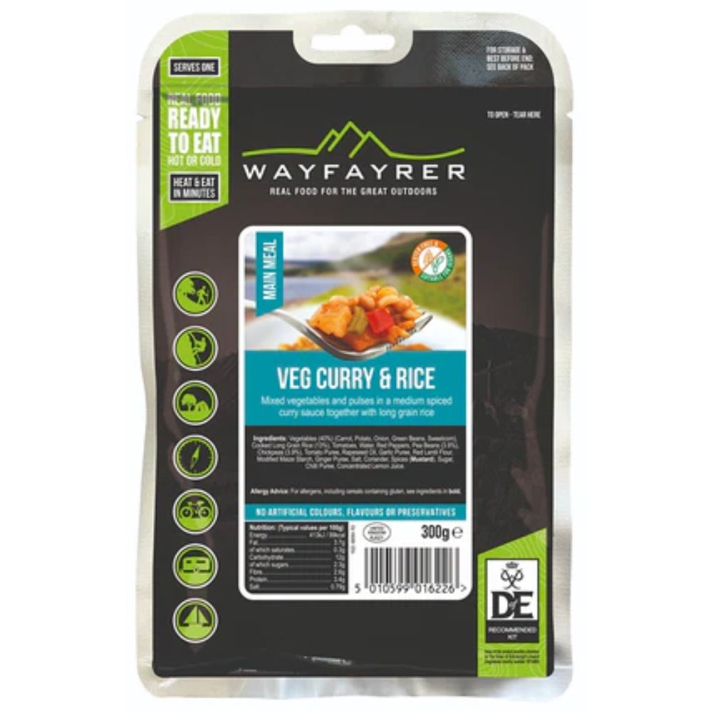Wayfayrer Vegetable Curry & Rice - Outdoor Camping Ready to Eat Dessert Pouch