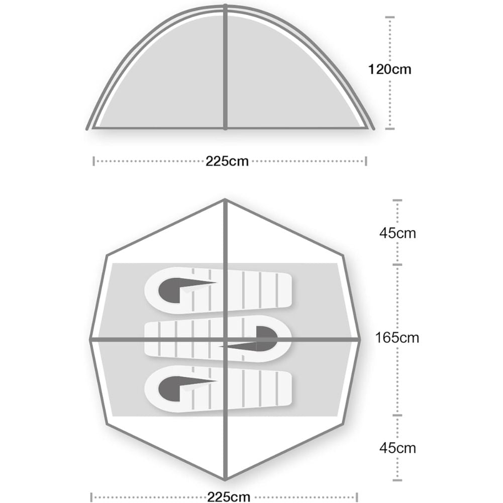 Wild Country Helm Compact 3 Tent - 3 Man Tent measurements