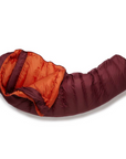 Rab Women's Ascent 900 Down Sleeping Bag (Deep Heather) curled