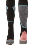 Bridgedale Women's Midweight + Merino Endurance Over Calf (Black/Coral)