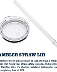Yeti Rambler 20 OZ Tumbler Straw Lid info straw